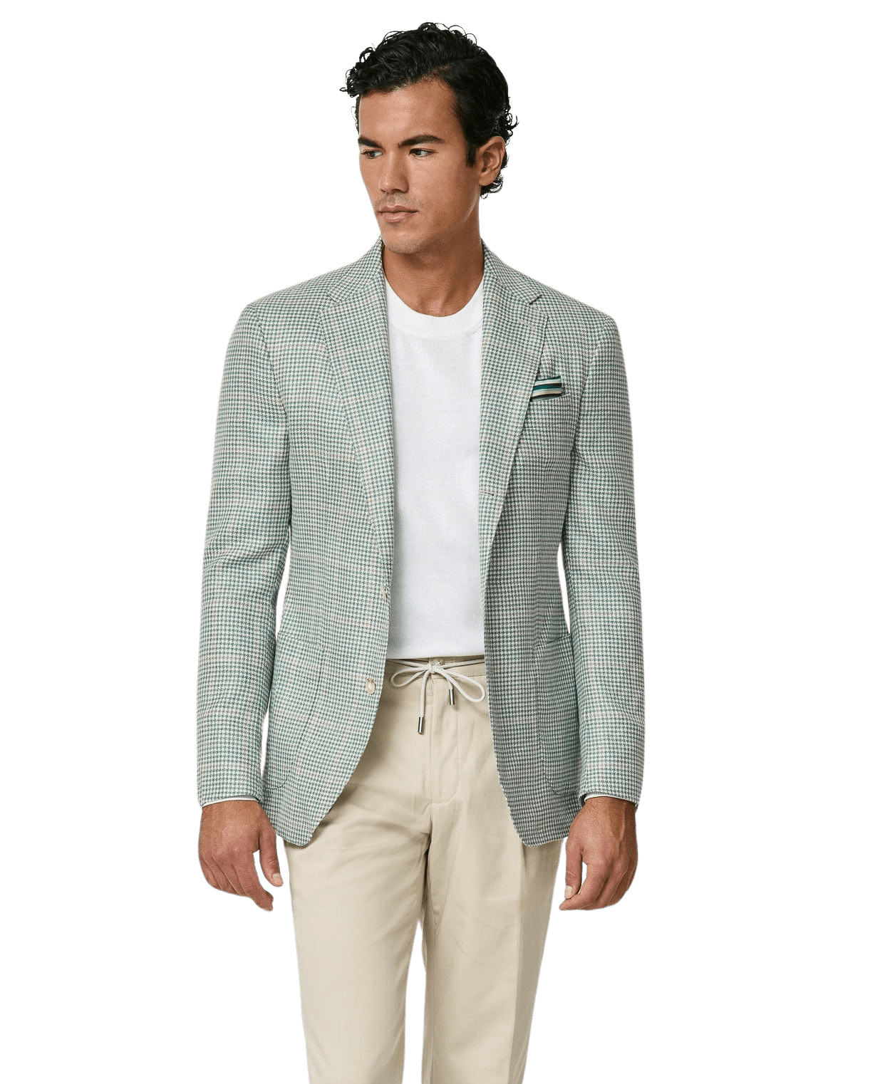 MUNRO SPORT COAT Light Green / 40R Light Green & Ivory Houndstooth