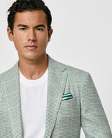 MUNRO SPORT COAT Light Green & Ivory Houndstooth