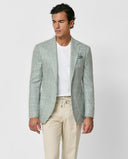 MUNRO SPORT COAT Light Green & Ivory Houndstooth