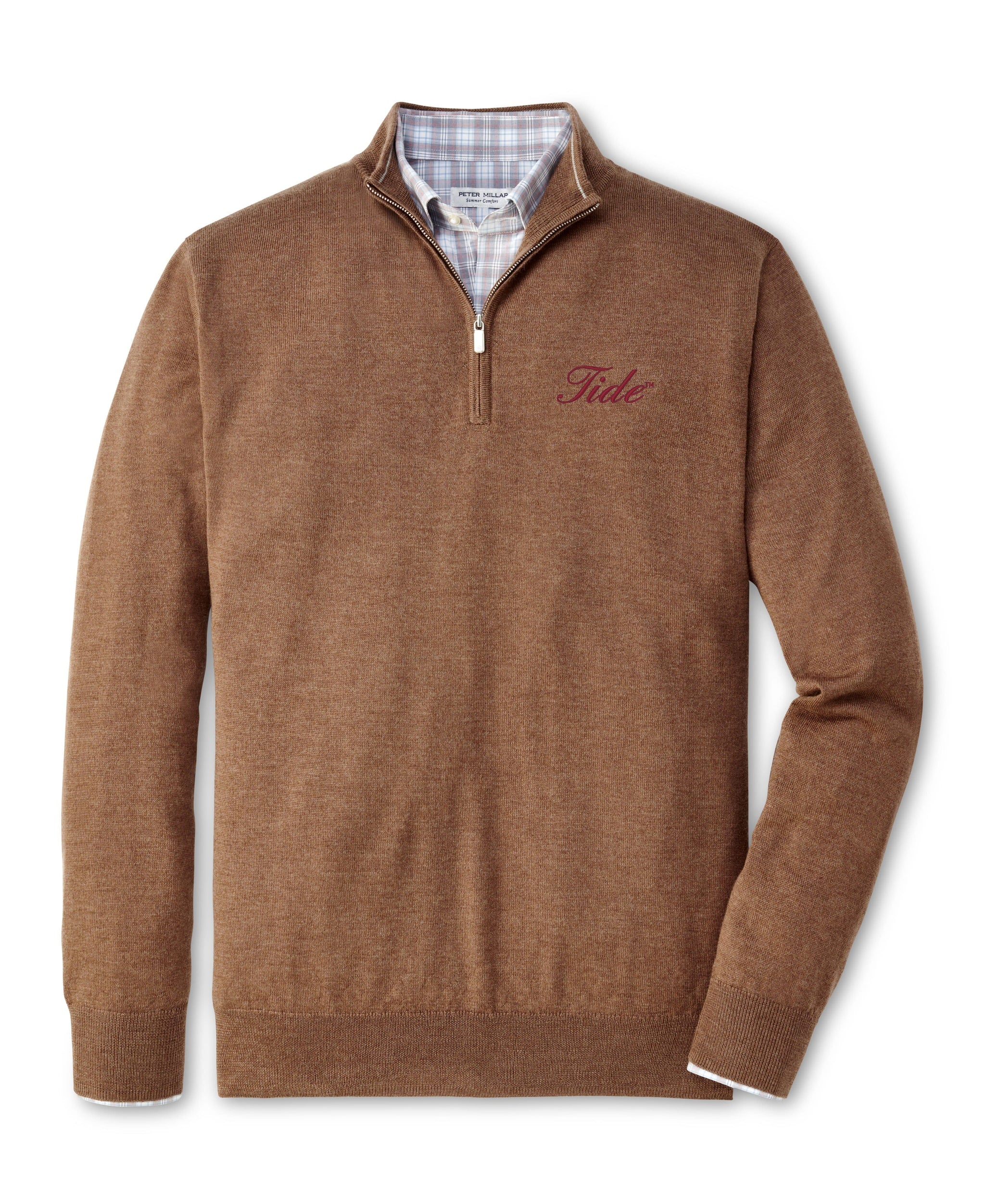 PETER MILLAR GAMEDAY - UNIVERSITY OF ALABAMA - TIDE - 14 ZIPS BRITISH TAN / L TIDE AUTUMN CREST QUARTER-ZIP F24