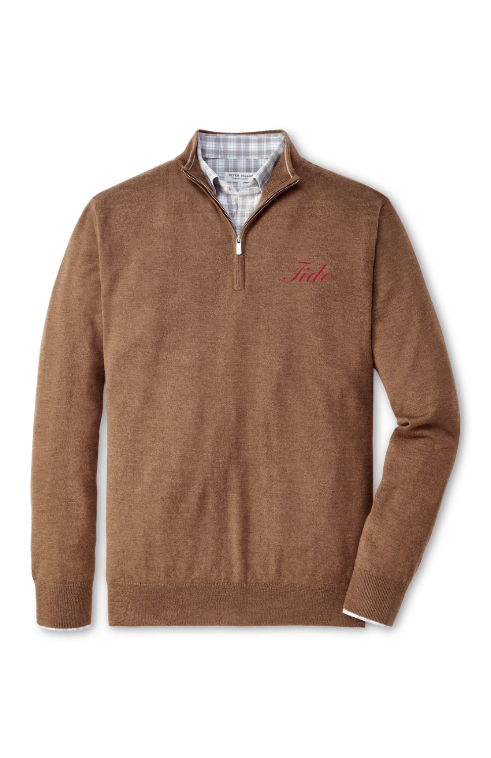 PETER MILLAR GAMEDAY - UNIVERSITY OF ALABAMA - TIDE - 14 ZIPS BRITISH TAN / S TIDE AUTUMN CREST QUARTER-ZIP F24