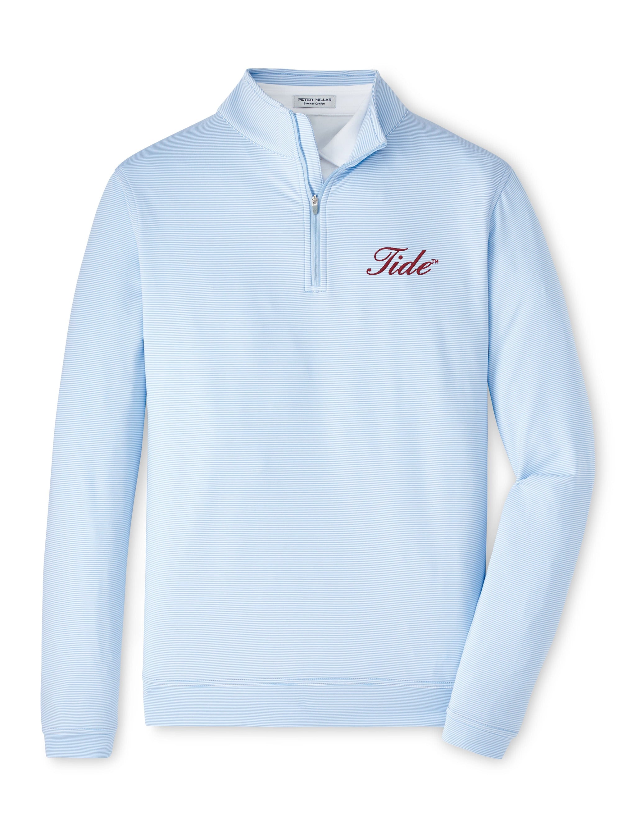 PETER MILLAR GAMEDAY - UNIVERSITY OF ALABAMA - TIDE - 14 ZIPS CBLUE/WHITE / S TIDE PERTH SUGAR STRIPE PERFORMANCE 1/4 ZIP