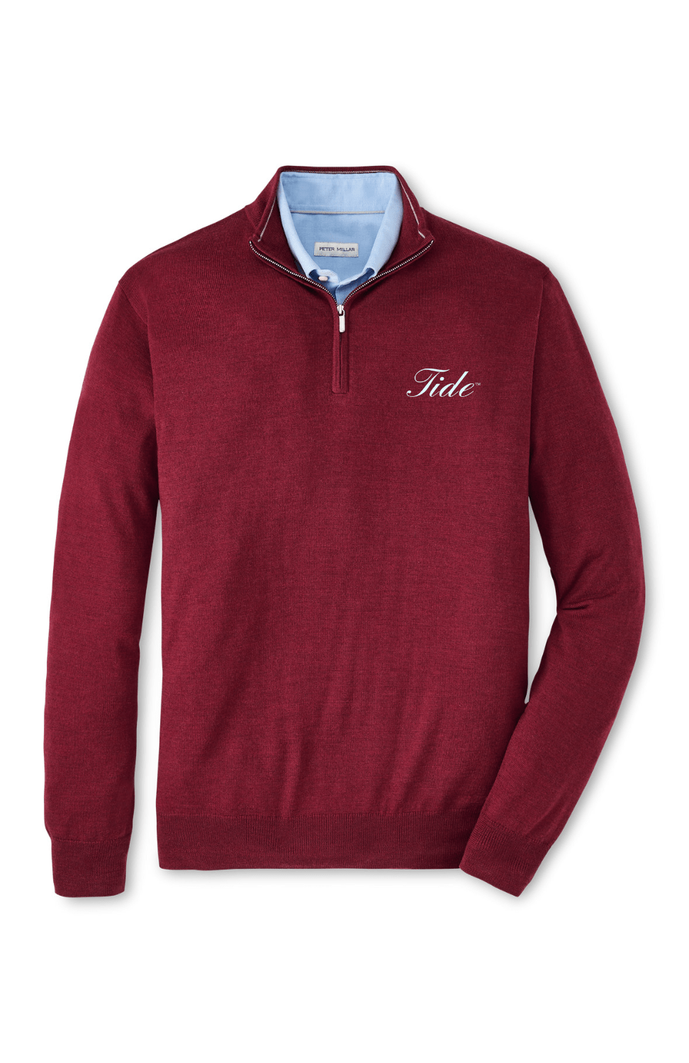 PETER MILLAR GAMEDAY - UNIVERSITY OF ALABAMA - TIDE - 14 ZIPS CELOSIA RED / L TIDE AUTUMN CREST QUARTER-ZIP F24