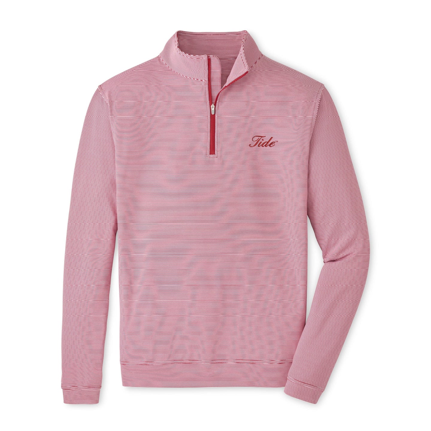 PETER MILLAR GAMEDAY - UNIVERSITY OF ALABAMA - TIDE - 14 ZIPS CRIMSON/WHITE / S TIDE PERTH MINI STRIPE 1/4 ZIP