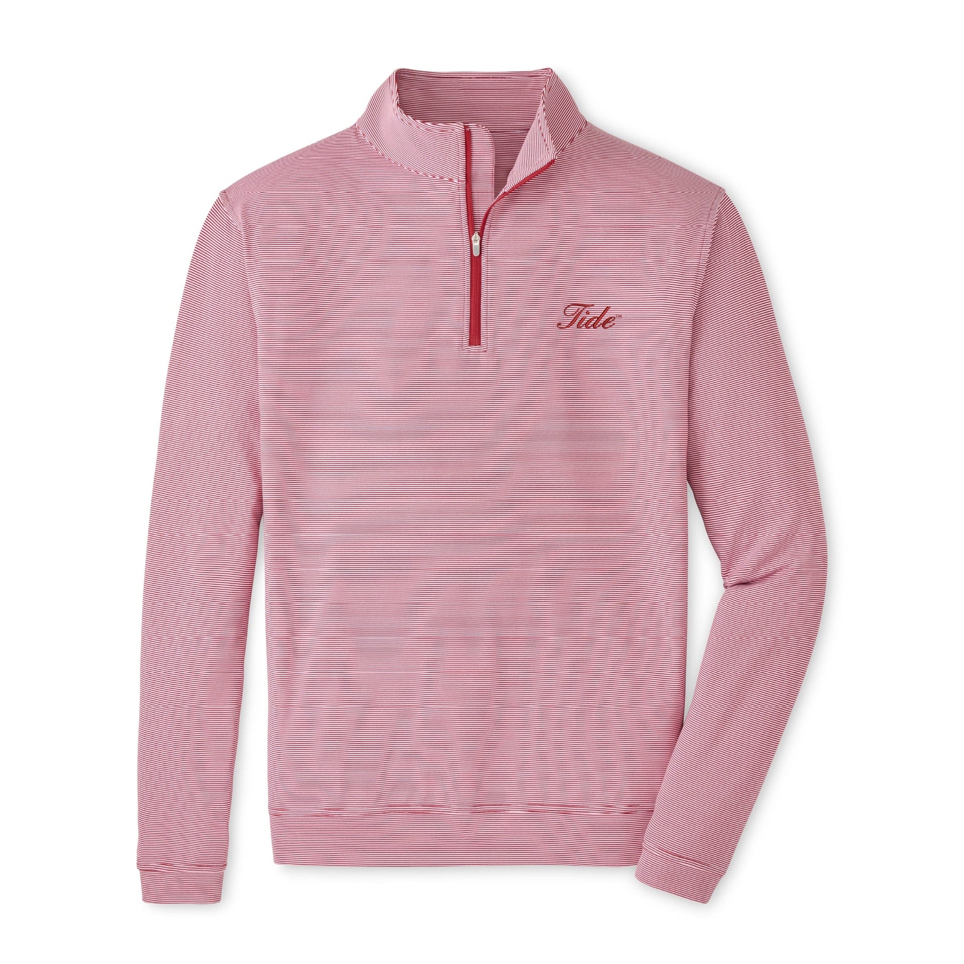 PETER MILLAR GAMEDAY - UNIVERSITY OF ALABAMA - TIDE - 14 ZIPS CRIMSON/WHITE / S TIDE PERTH MINI STRIPE 1/4 ZIP