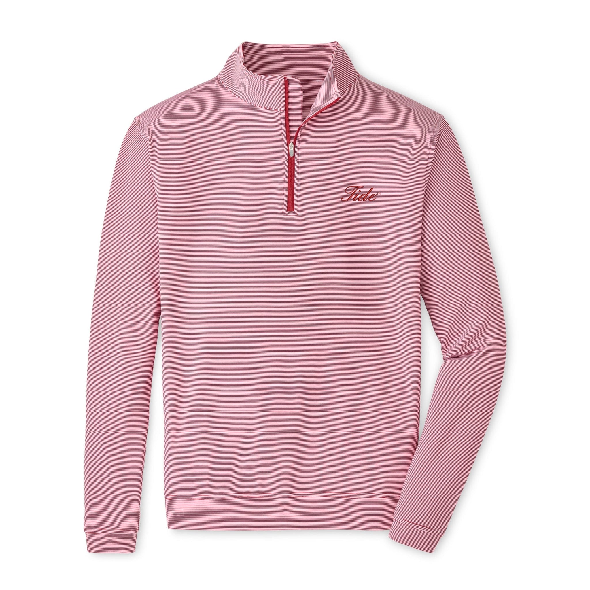 PETER MILLAR GAMEDAY - UNIVERSITY OF ALABAMA - TIDE - 14 ZIPS CRIMSON/WHITE / S TIDE PERTH MINI STRIPE 1/4 ZIP
