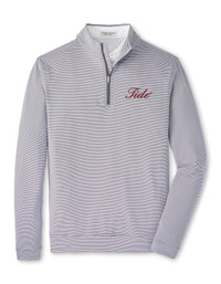 PETER MILLAR GAMEDAY - UNIVERSITY OF ALABAMA - TIDE - 14 ZIPS IRON/WHITE / M TIDE PERTH SUGAR STRIPE PERFORMANCE 1/4 ZIP