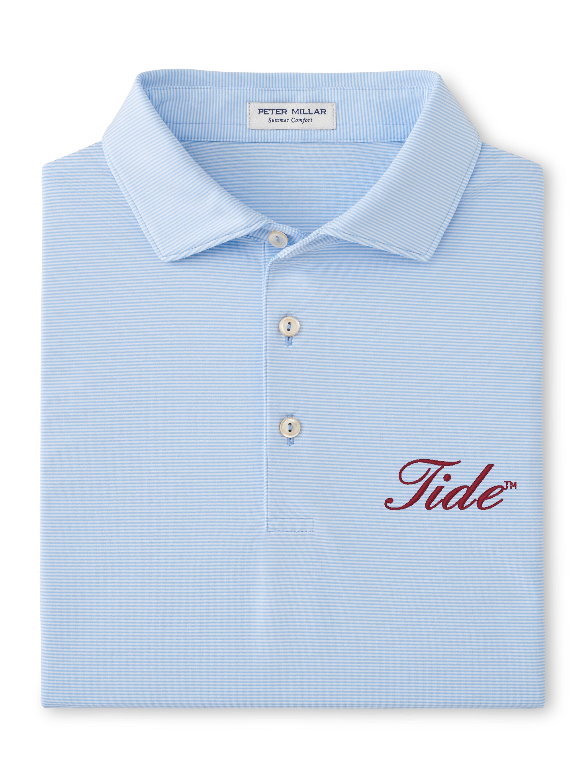 PETER MILLAR GAMEDAY - UNIVERSITY OF ALABAMA - TIDE - POLOS CBLUE / XL TIDE JUBILEE STRIPE PERFORMANCE JERSEY POLO
