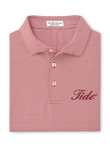 PETER MILLAR GAMEDAY - UNIVERSITY OF ALABAMA - TIDE - POLOS CRIMSON / S TIDE JUBILEE STRIPE PERFORMANCE JERSEY POLO