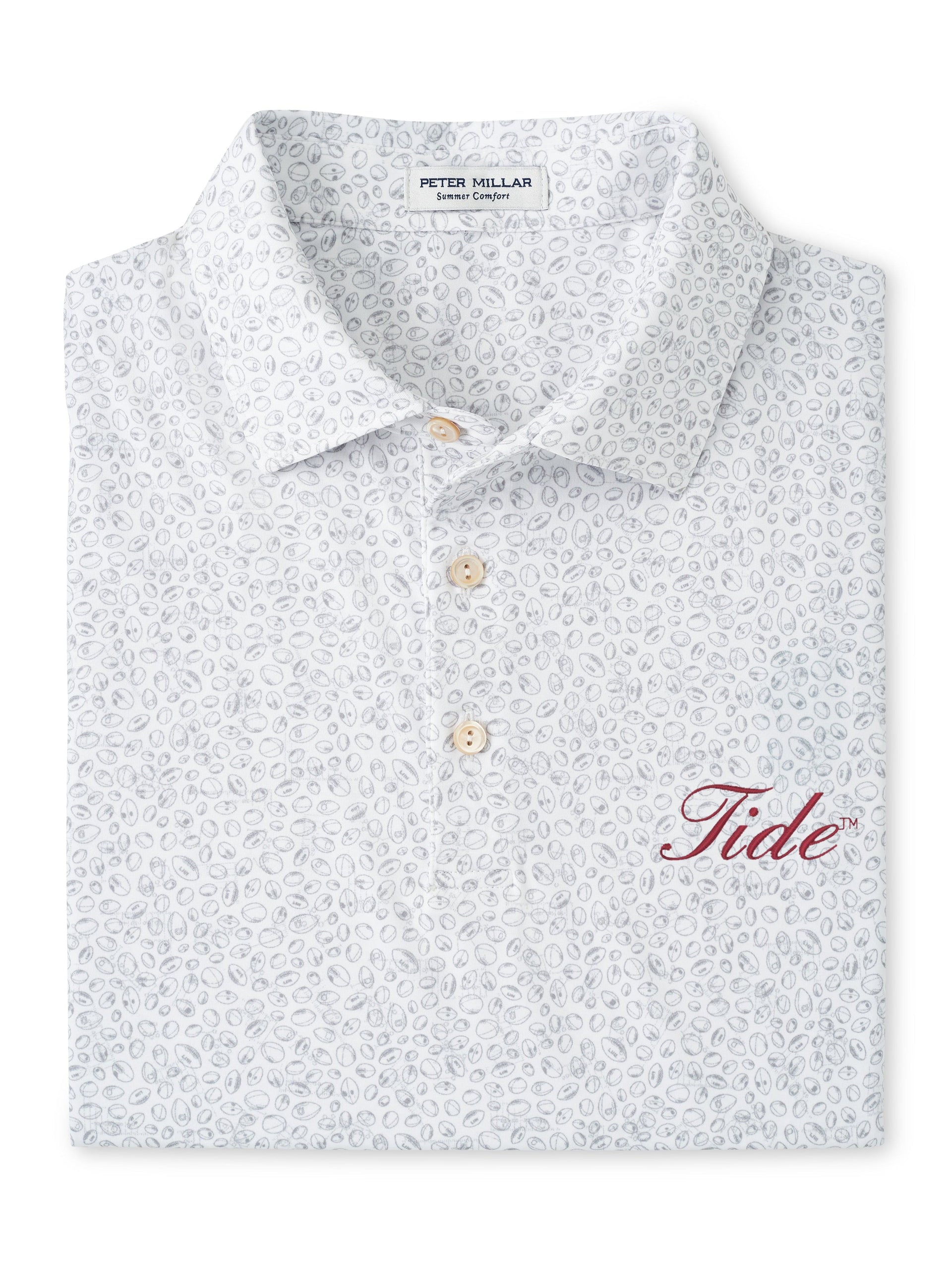 PETER MILLAR GAMEDAY - UNIVERSITY OF ALABAMA - TIDE - POLOS WHITE/GALE GREY / S TIDE BLITZ PERFORMANCE JERSEY POLO