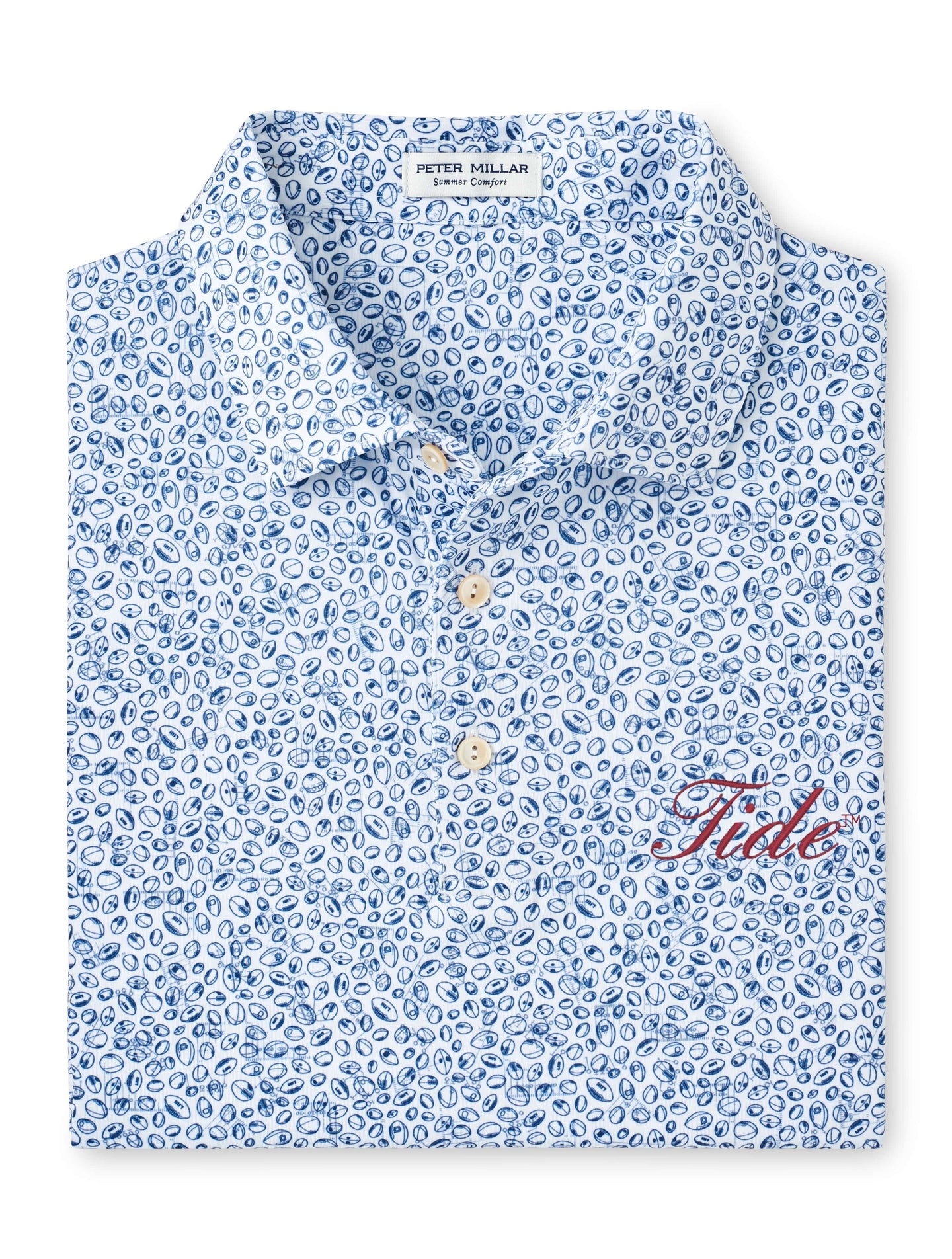 PETER MILLAR GAMEDAY - UNIVERSITY OF ALABAMA - TIDE - POLOS WHITE/SPORTS NAVY / S TIDE BLITZ PERFORMANCE JERSEY POLO