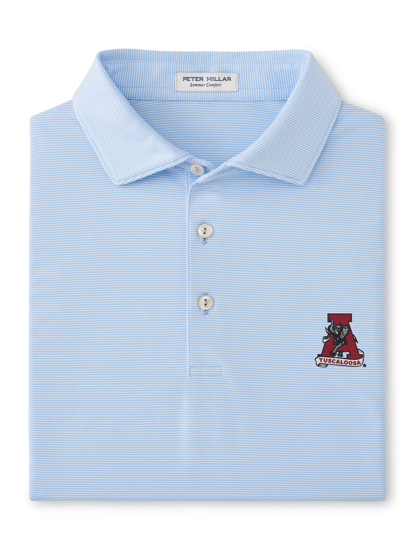 PETER MILLAR GAMEDAY - UNIVERSITY OF ALABAMA - TUSCALOOSA VAULT A - POLOS COTTAGE BLUE / S TUSCALOOSA VAULT A JUBILEE STRIPE PERFORMANCE POLO