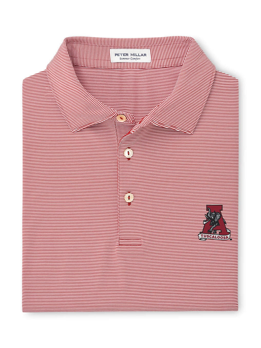 PETER MILLAR GAMEDAY - UNIVERSITY OF ALABAMA - TUSCALOOSA VAULT A - POLOS CRIMSON1 / S TUSCALOOSA VAULT A JUBILEE STRIPE PERFORMANCE POLO