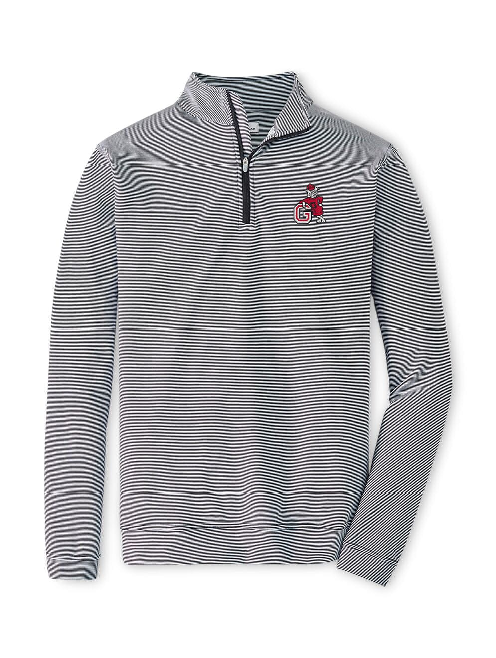 PETER MILLAR GAMEDAY - UNIVERSITY OF GEORGIA - 14 ZIPS BLACK/WHITE / S Vintage Dawg Perth Mini Stripe 1/4 Zip