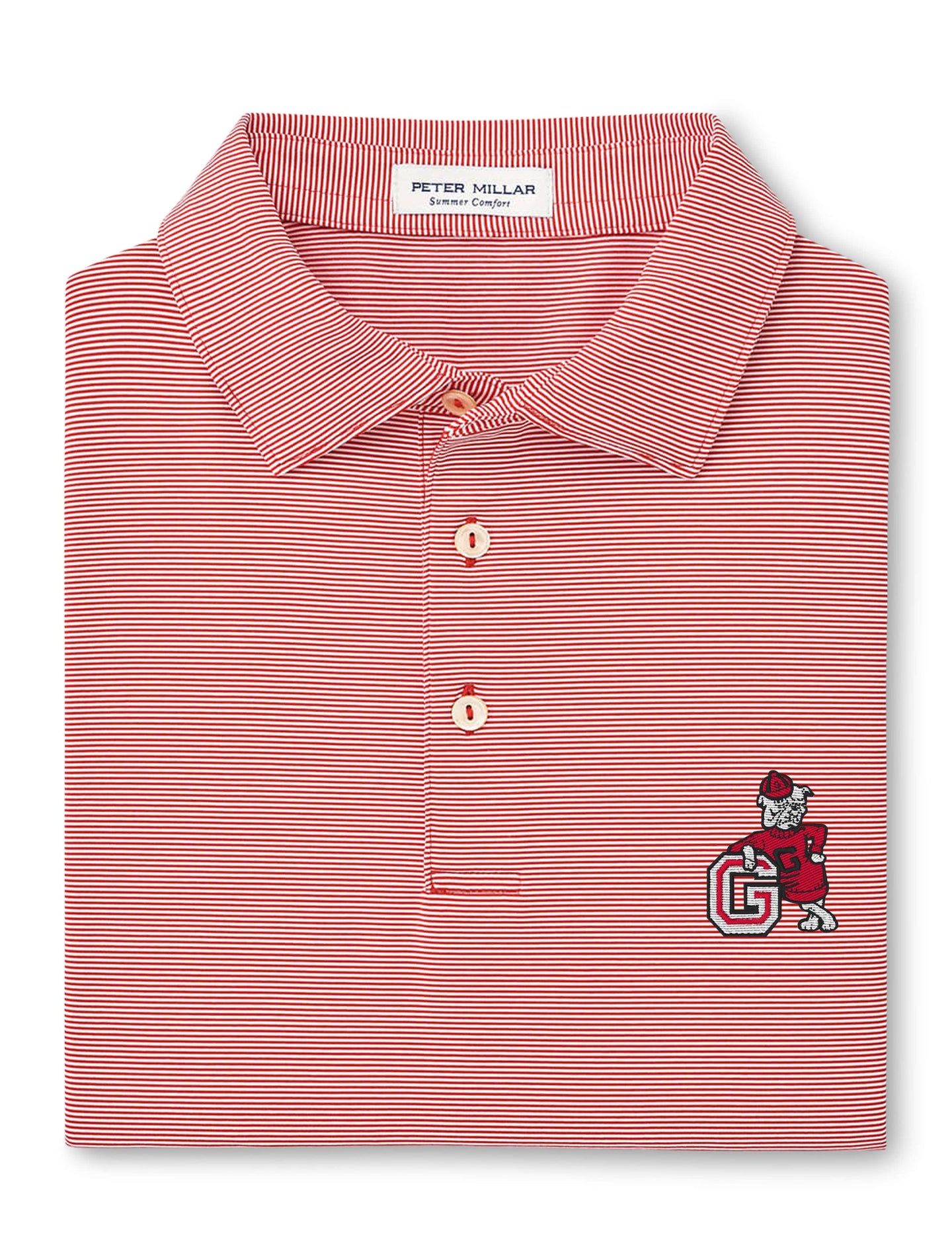 PETER MILLAR GAMEDAY - UNIVERSITY OF GEORGIA - POLOS RED3 / S VINTAGE DAWG JUBILEE STRIPE PERFORMANCE POLO