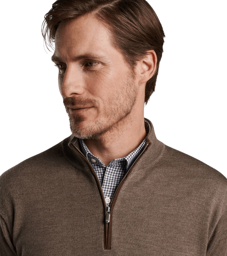 PETER MILLAR OUTERWEAR - 14 ZIP AUTUMN CREST SUEDE TRIM 1/4 ZIP