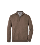 PETER MILLAR OUTERWEAR - 14 ZIP BIRCH / M AUTUMN CREST SUEDE TRIM 1/4 ZIP