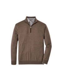 PETER MILLAR OUTERWEAR - 14 ZIP BIRCH / M AUTUMN CREST SUEDE TRIM 1/4 ZIP