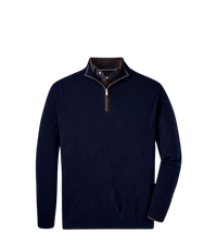 PETER MILLAR OUTERWEAR - 14 ZIP NAVY / M AUTUMN CREST SUEDE TRIM 1/4 ZIP