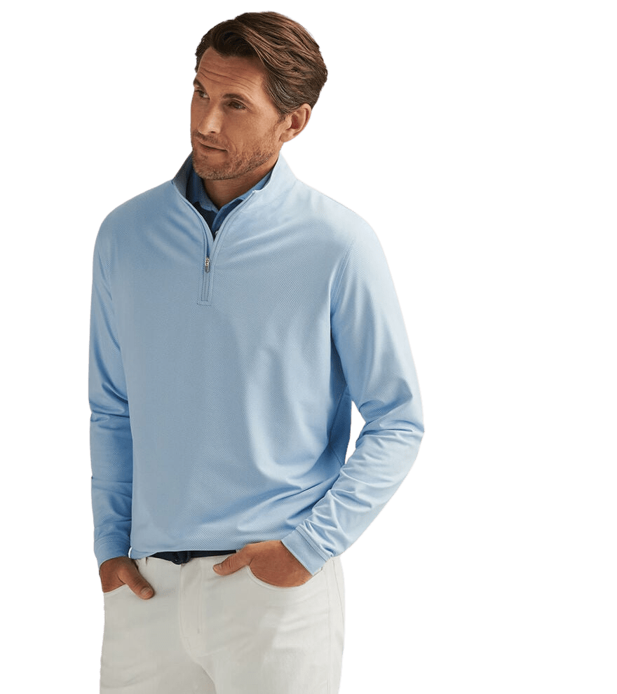 PETER MILLAR OUTERWEAR - 14 ZIP PERTH BIRDSEYE PERFORMANCE 1/4 ZIP