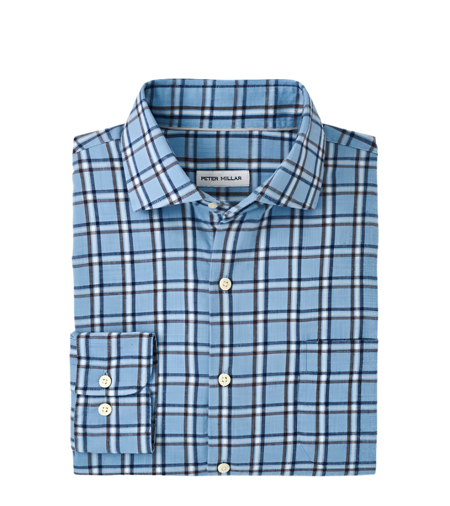 PETER MILLAR SHIRTS - LS SPORT NELSON CROWN FLANNEL COTTON