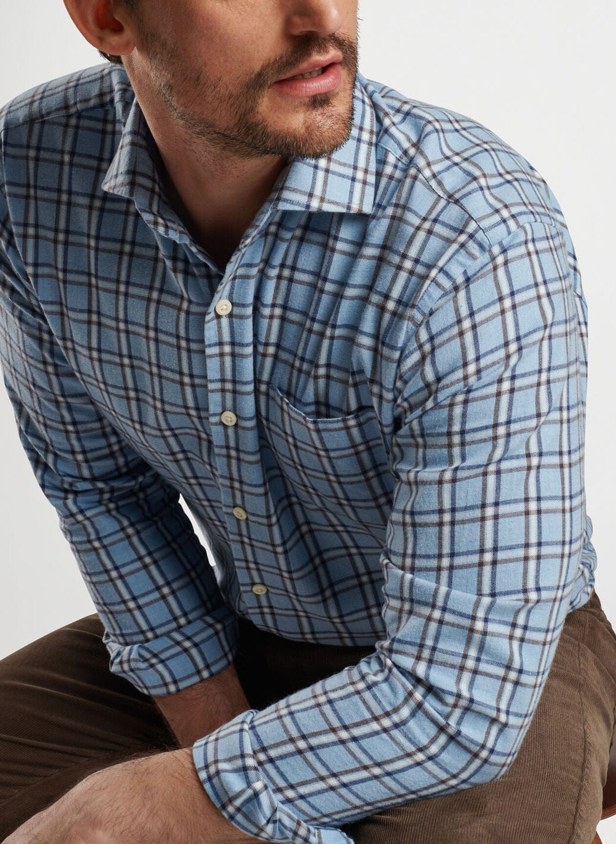 PETER MILLAR SHIRTS - LS SPORT NELSON CROWN FLANNEL COTTON