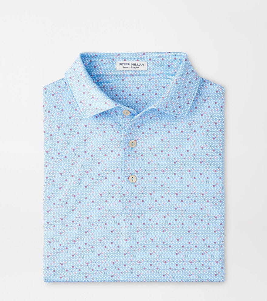PETER MILLAR SHIRTS - POLO SEAPORT BLUE / MED COSTANZO GEO PERFORMANCE JERSEY POLO