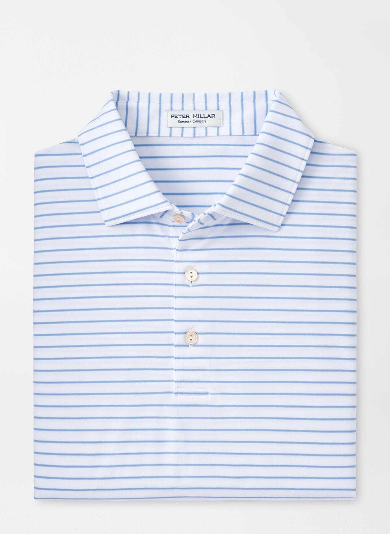 PETER MILLAR SHIRTS - POLO WHITE/BLUE / M DRUM PERFORMANCE JERSEY POLO