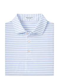 PETER MILLAR SHIRTS - POLO WHITE/BLUE / M DRUM PERFORMANCE JERSEY POLO