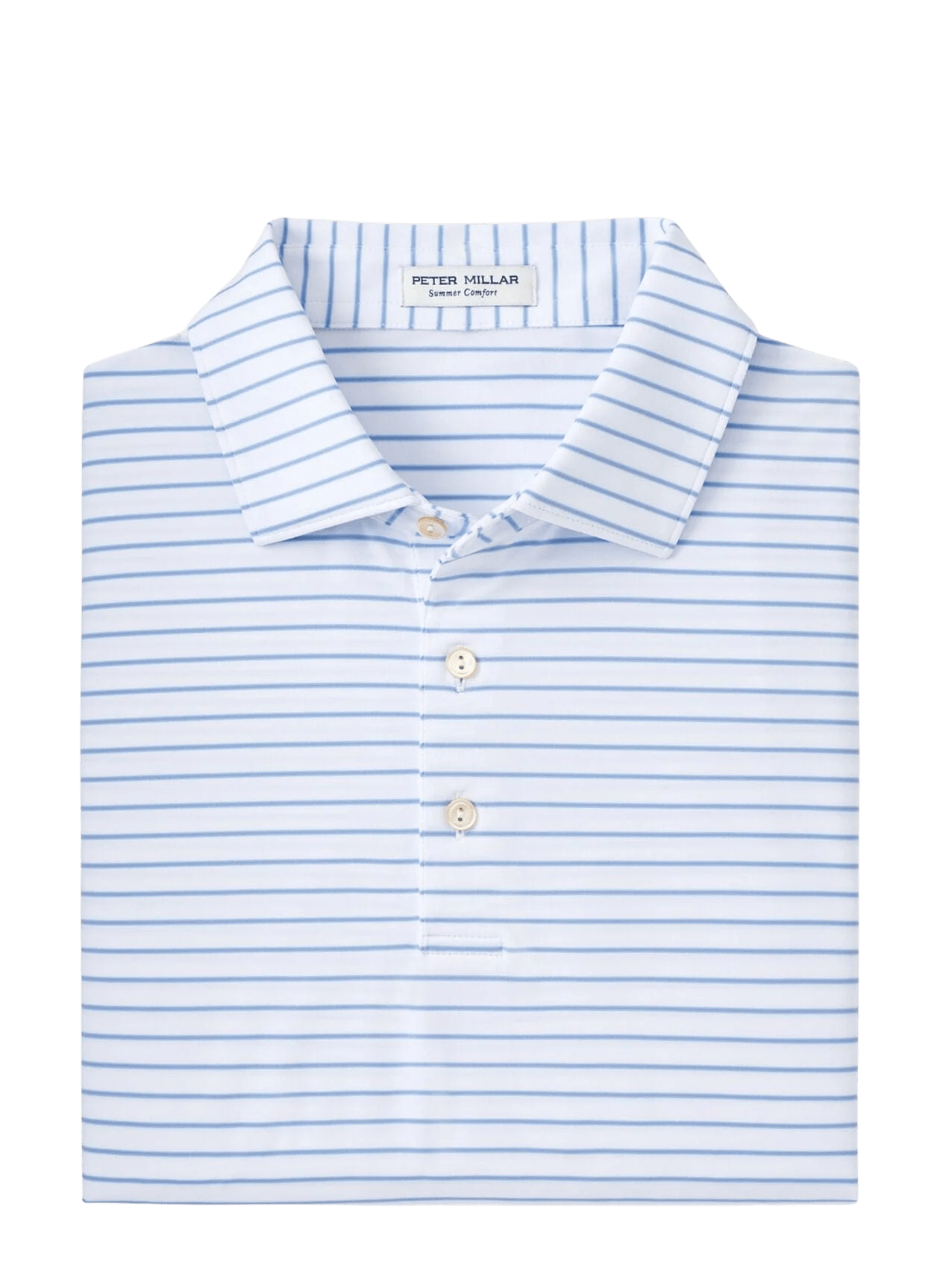 PETER MILLAR SHIRTS - POLO WHITE/BLUE / M DRUM PERFORMANCE JERSEY POLO