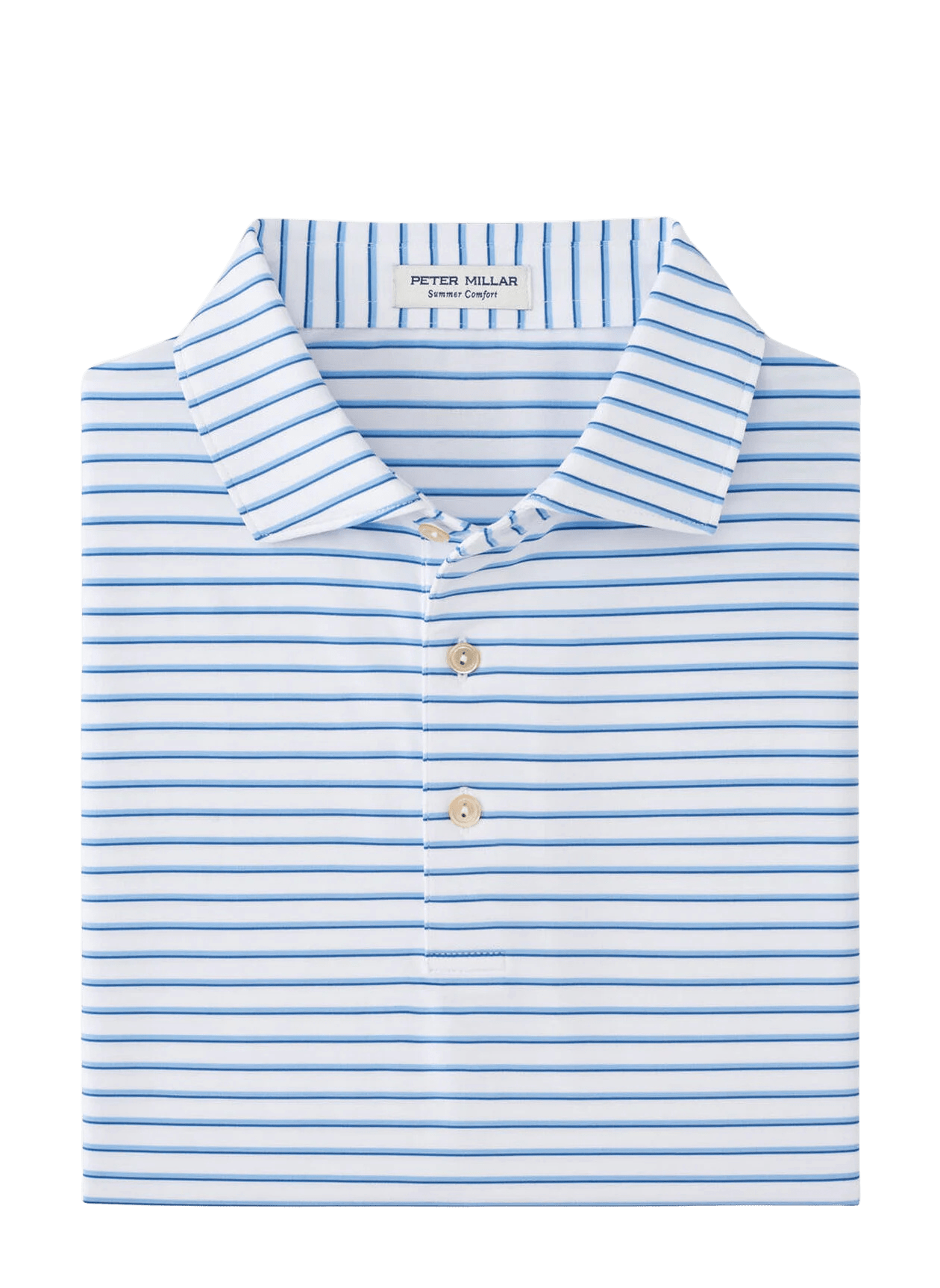 PETER MILLAR SHIRTS - POLO WHITE/COTTAGE BLUE / M DUNNES PERFORMANCE JERSEY POLO