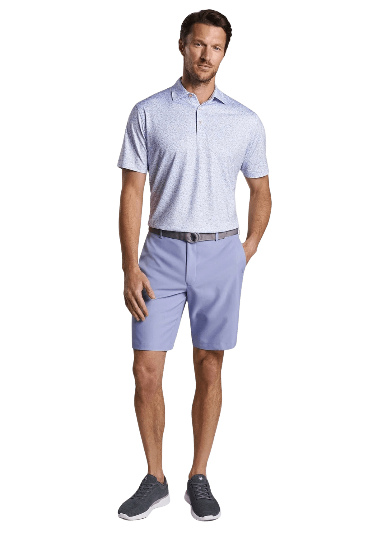 PETER MILLAR SHIRTS - POLO WHITE/LAVENDER FOG / S DAZED AND TRANSFUSED POLO