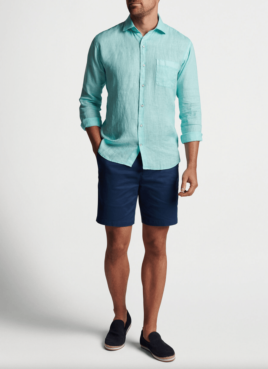 PETER MILLAR SHIRTS - SPORT SHIRT COASTAL GARMENT DYED LINEN BUTTON DOWN