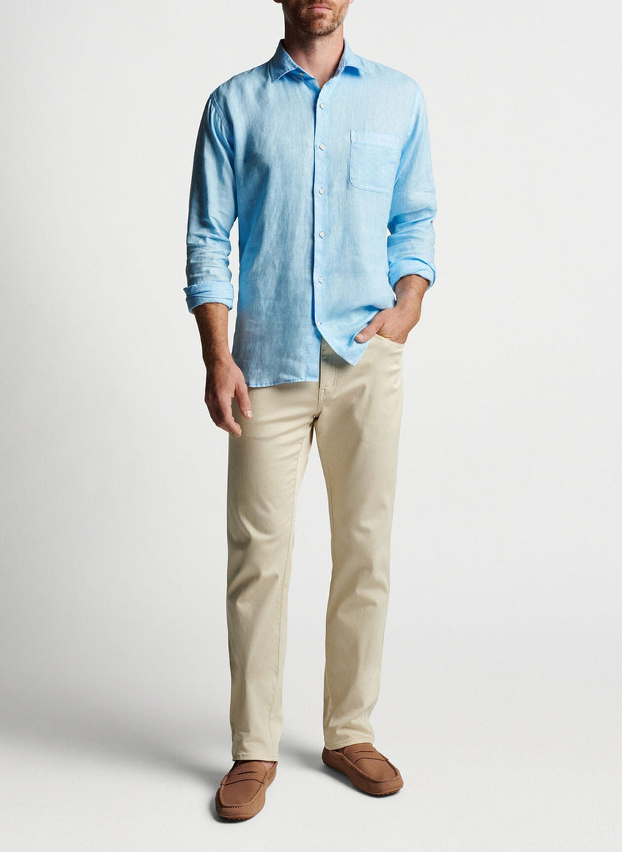 PETER MILLAR SHIRTS - SPORT SHIRT COASTAL GARMENT DYED LINEN BUTTON DOWN