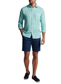 PETER MILLAR SHIRTS - SPORT SHIRT COASTAL GARMENT DYED LINEN BUTTON DOWN