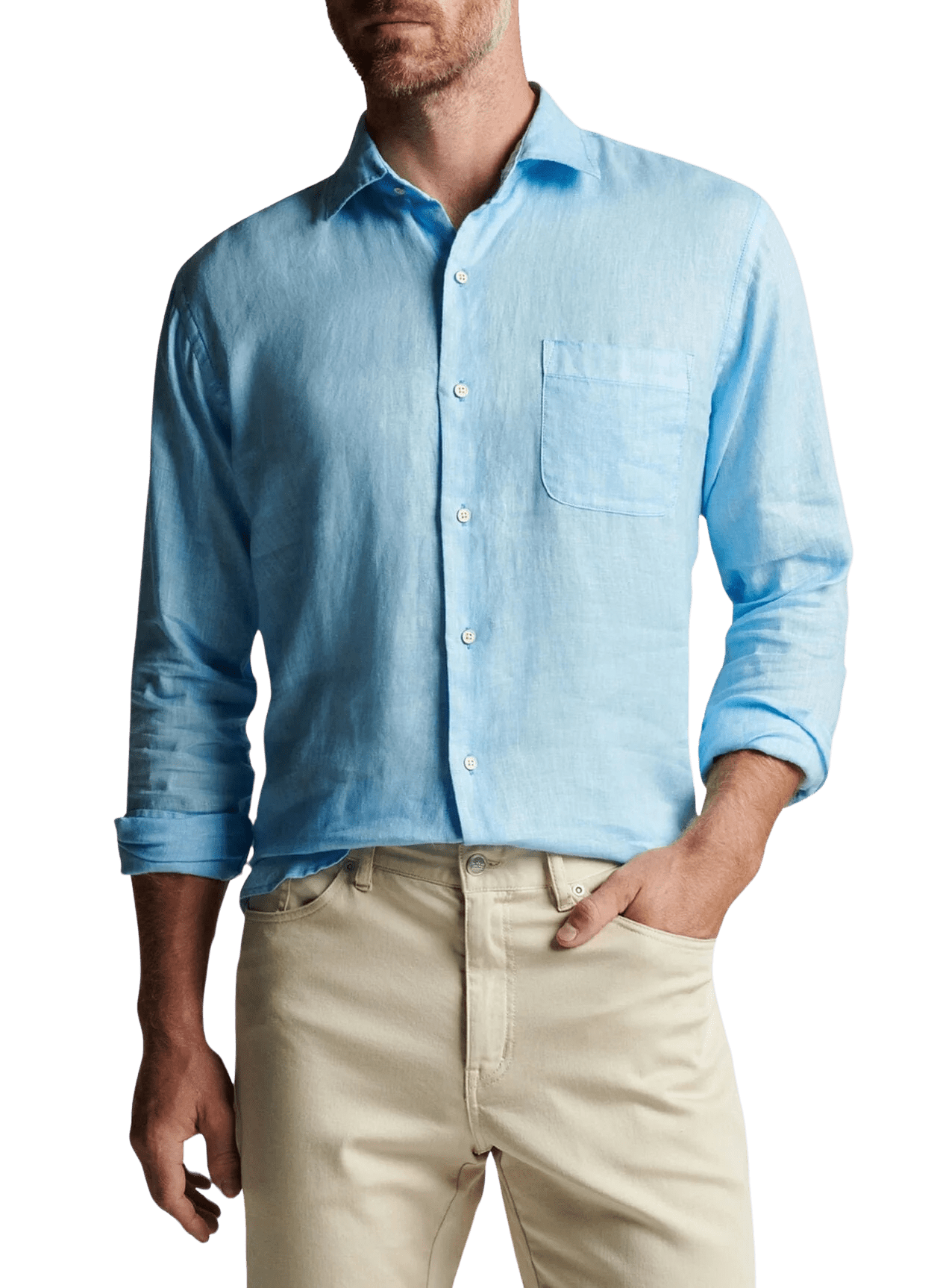 PETER MILLAR SHIRTS - SPORT SHIRT COASTAL GARMENT DYED LINEN BUTTON DOWN