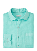 PETER MILLAR SHIRTS - SPORT SHIRT ICY MINT / M COASTAL GARMENT DYED LINEN BUTTON DOWN