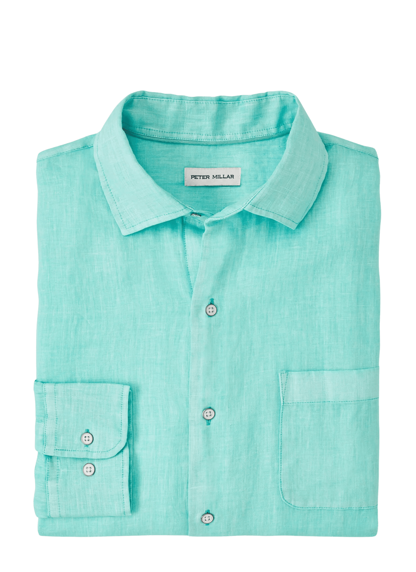 PETER MILLAR SHIRTS - SPORT SHIRT ICY MINT / M COASTAL GARMENT DYED LINEN BUTTON DOWN