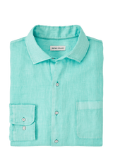 PETER MILLAR SHIRTS - SPORT SHIRT ICY MINT / M COASTAL GARMENT DYED LINEN BUTTON DOWN