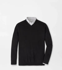 PETER MILLAR SWEATERS BLACK / M CROWN HERITAGE CASHMERE V NECK SWEATER