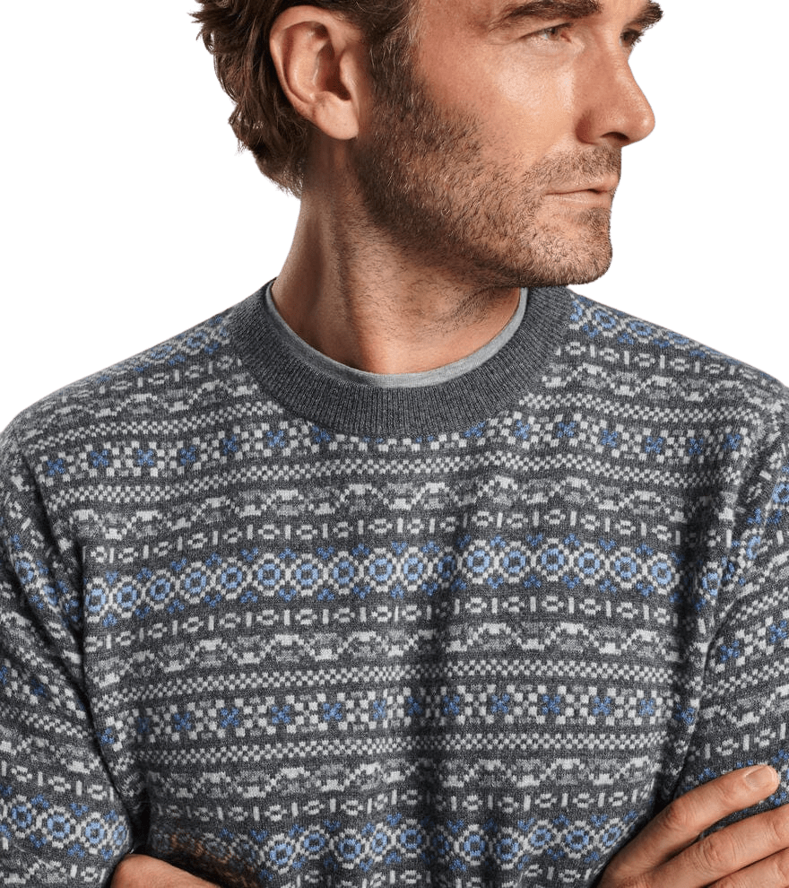 PETER MILLAR SWEATERS CONWAY WOOL CASHMERE FAIRISLE CREW