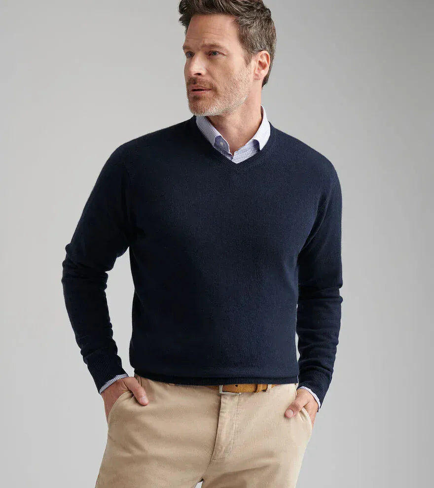 PETER MILLAR SWEATERS CROWN HERITAGE CASHMERE V NECK SWEATER