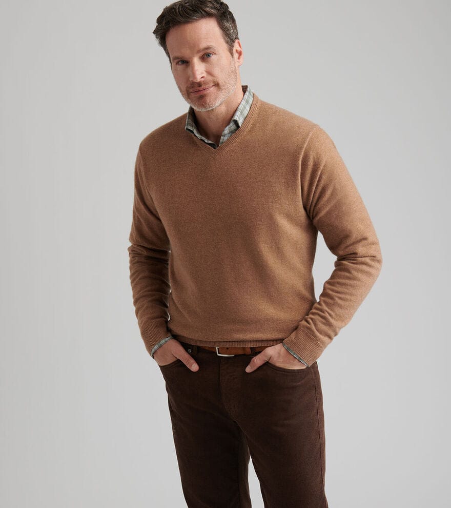 PETER MILLAR SWEATERS CROWN HERITAGE CASHMERE V NECK SWEATER