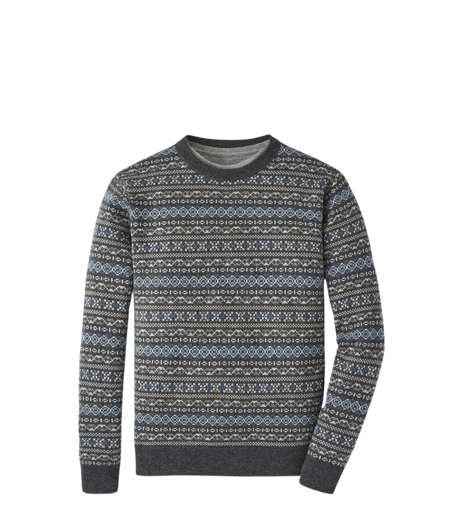 PETER MILLAR SWEATERS IRON / S CONWAY WOOL CASHMERE FAIRISLE CREW