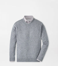 PETER MILLAR SWEATERS OSLO GREY / XL CROWN HERITAGE CASHMERE V NECK SWEATER
