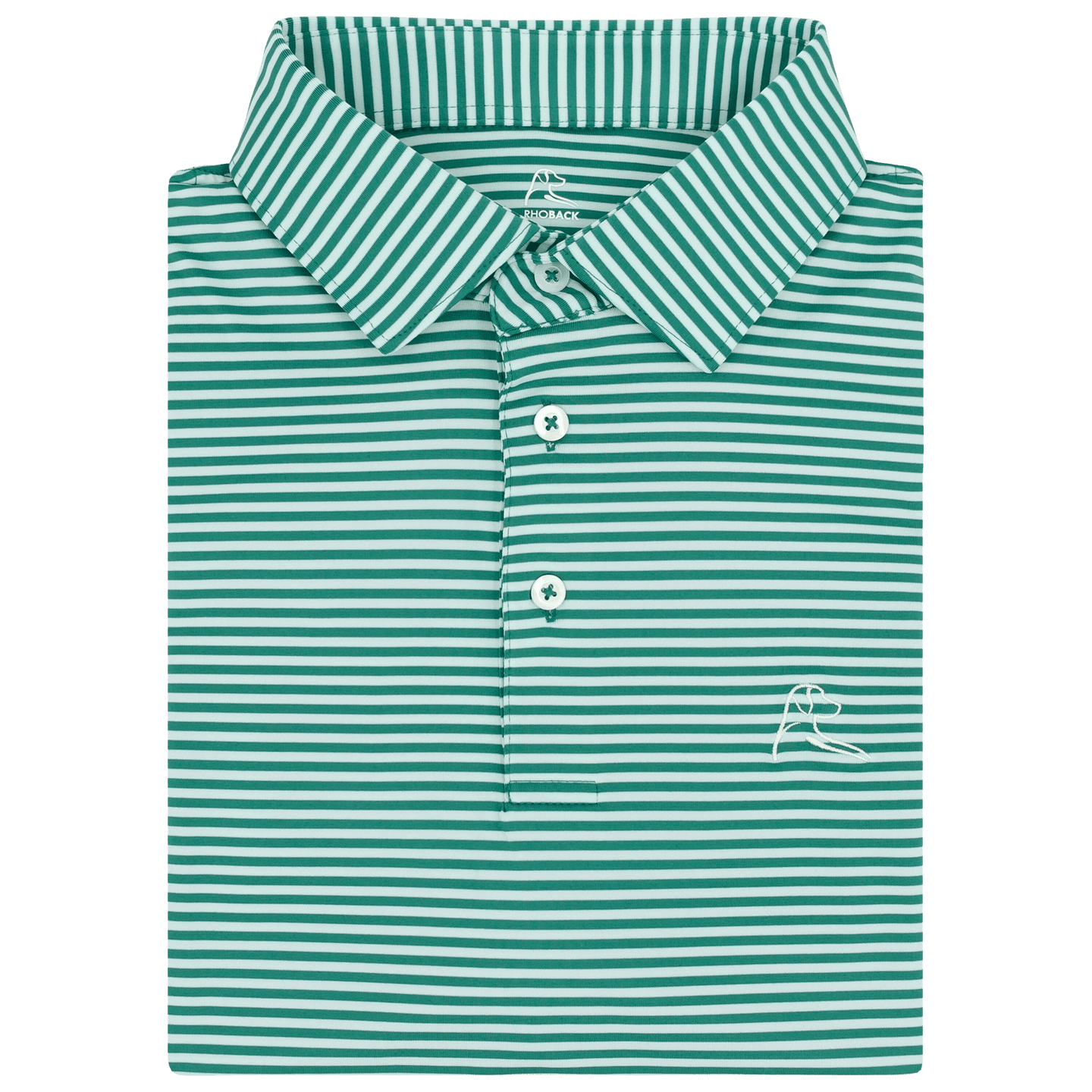 RHOBACK SHIRTS - POLO FAIRWAY GREEN/WHITE / L THE BIRDIE STRIPE POLO