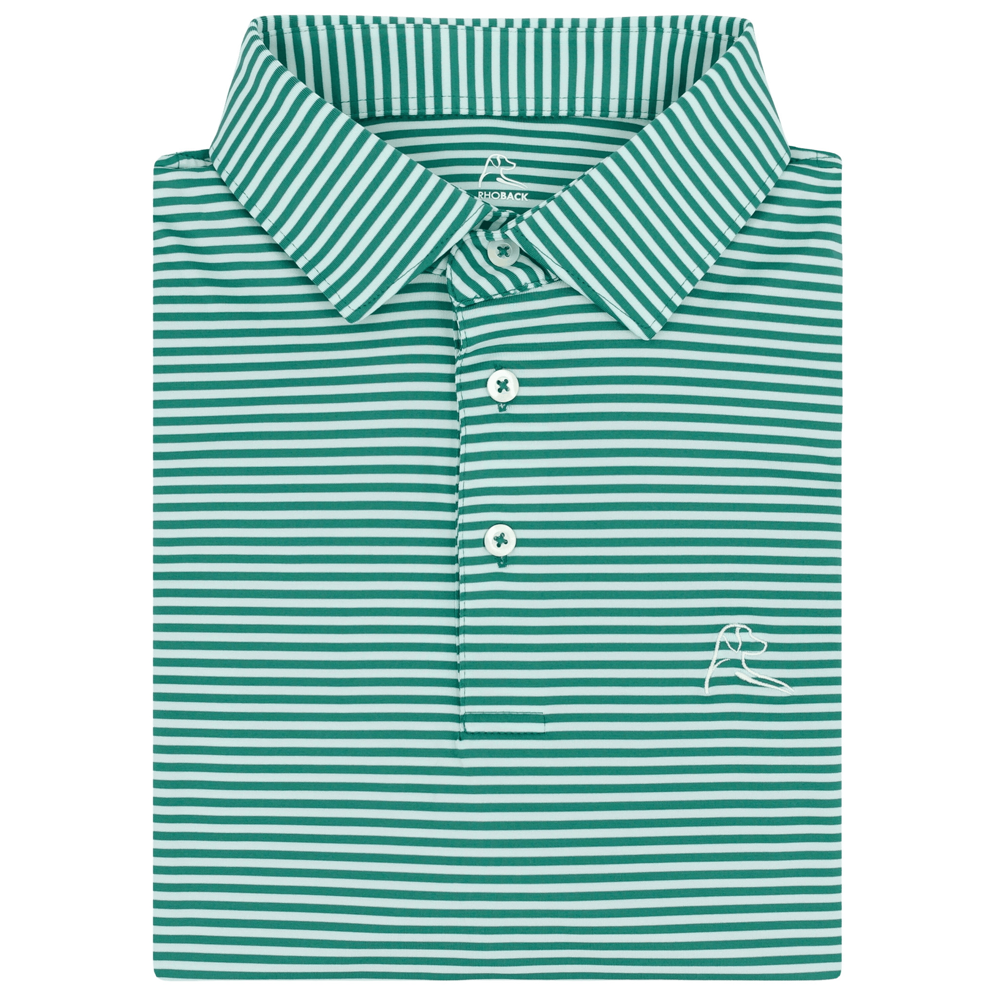 RHOBACK SHIRTS - POLO FAIRWAY GREEN/WHITE / L THE BIRDIE STRIPE POLO