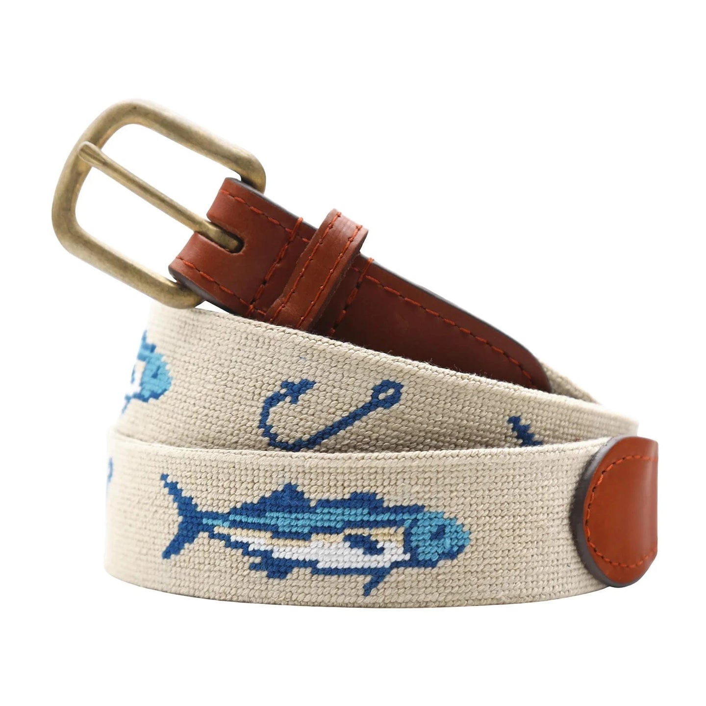 SMATHERS & BRANSON Accessories - BELTS LIGHT KHAKI / 32 AZUL FISH BELT