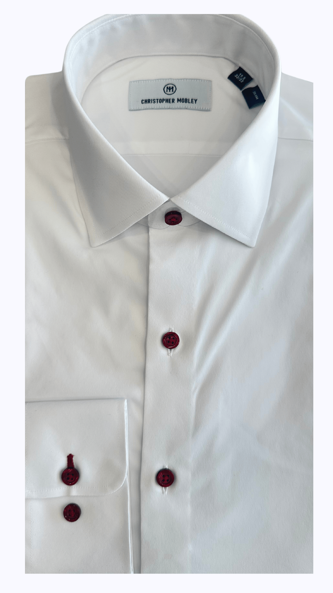 STANTT SHIRTS - DRESS WHITE/RED BUTTON / 17.5X32/33 2B-ST300 PERFORMANCE TWILL