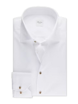 STENSTROMS SHIRTS - DRESS WHITE/ BROWN BUTTON / 17.5 STENSTROM F25 DRESS SHIRTS